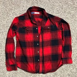 Men’s Old Navy Red Buffalo Plaid Button Up Flannel Shirt Medium Double Brushed